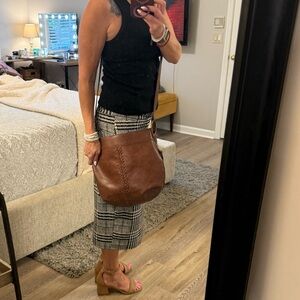 Vintage 70s NY Street Style Crossbody Brown Faux Leather Shoulder Bag